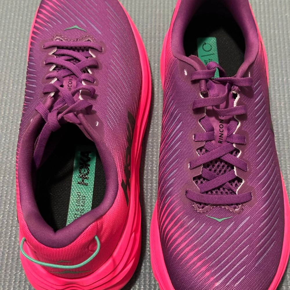 Hoka | Women's ‘Beautyberry’ Purple/Pink Rincon 3 Lace Up Running Shoes, sz 8.5W